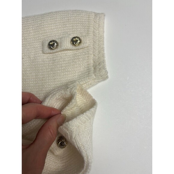 Vintage Wool Blend Ivory Boxy Cardigan M Crop Ladies Preppy Cottagecore Grandma - Picture 4 of 13
